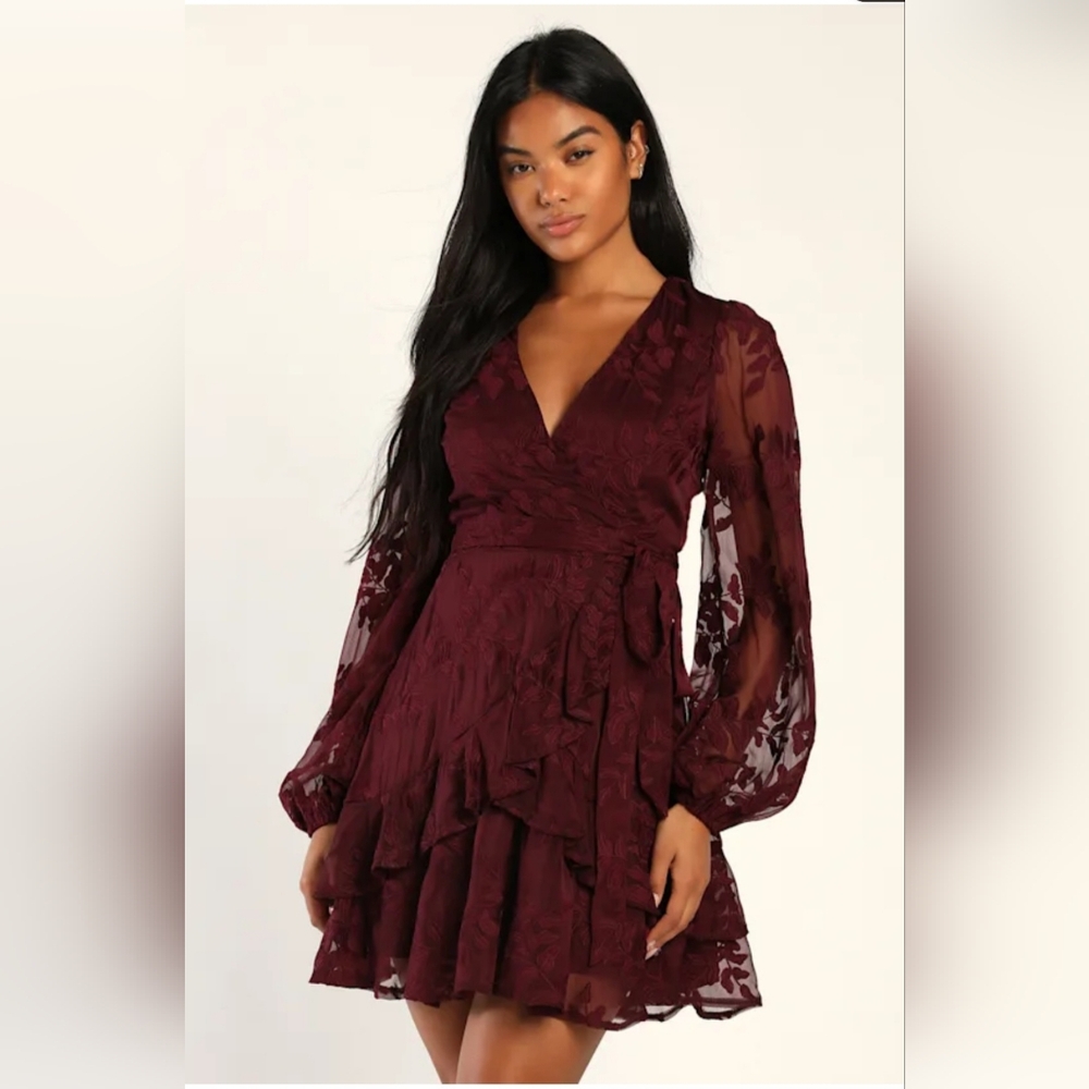 Elegant Burgundy Wrap Dress